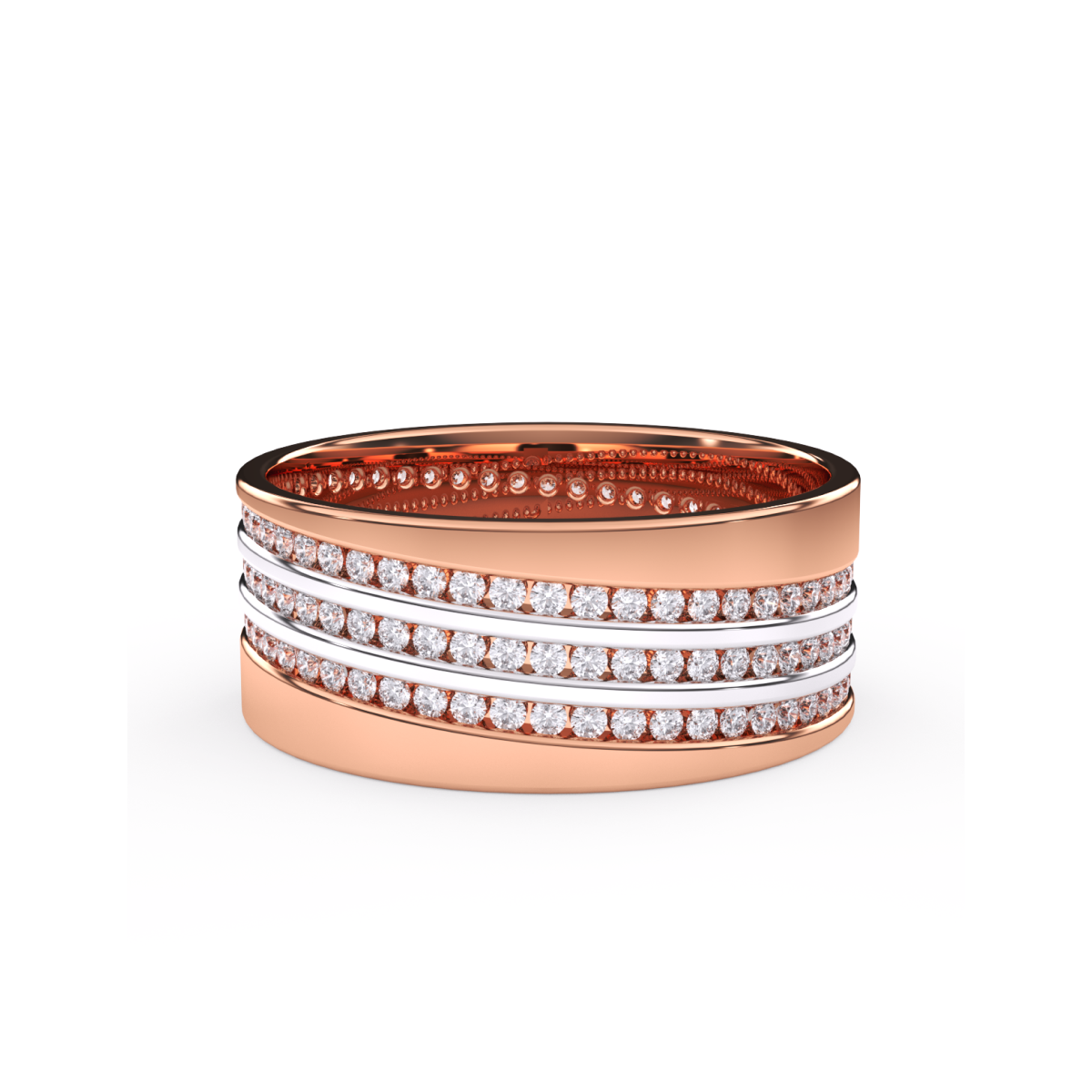 Vintage Three Row Diamond Couple Band